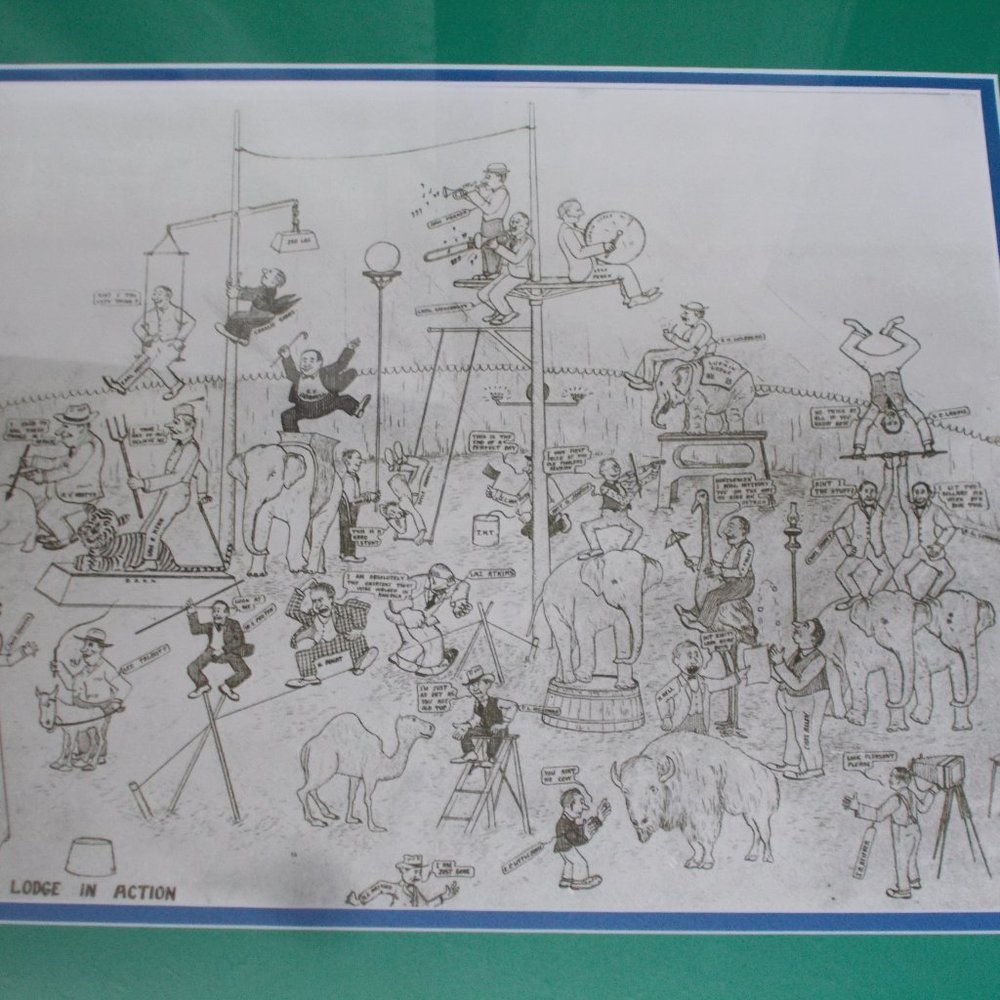 Unique "Lufkin K.P.. Lodge In Action" circus drawing matted & framed, signed - Picture 3 of 5